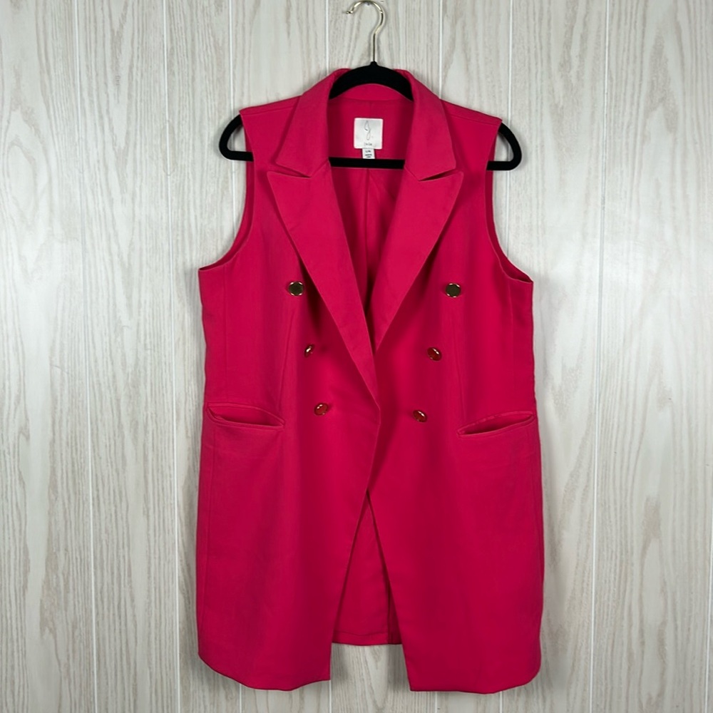 Joie Sleeveless Open Front Bright Hot Pink Revolve Longline Vest, L